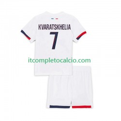 Maglia Paris Saint-Germain Khvicha Kvaratskhelia 7 Divisa Away 2024-2025 Manica Corta ,Bambino