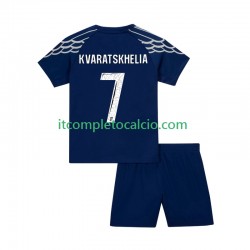 Maglia Paris Saint-Germain Khvicha Kvaratskhelia 7 Quarto Divisa 2024-2025 Manica Corta ,Bambino