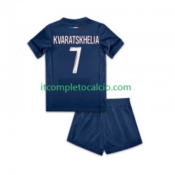 Maglia Paris Saint-Germain Khvicha Kvaratskhelia 7 Divisa Home 2024-2025 Manica Corta ,Bambino