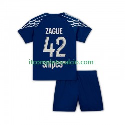 Maglia Paris Saint-Germain Zague 42 Quarto Divisa 2024-2025 Manica Corta ,Bambino