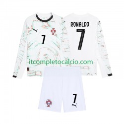 Maglia Portogallo Cristiano Ronaldo 7 Divisa Away 2025 Manica Lunga ,Bambino