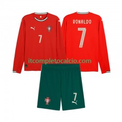 Maglia Portogallo Crstiano Roanldo 7 Divisa Home 2025 Manica Lunga ,Bambino