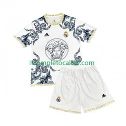 Maglia Real Madrid Versace Edition Divisa Home 2024-2025 Bianco Manica Corta ,Bambino