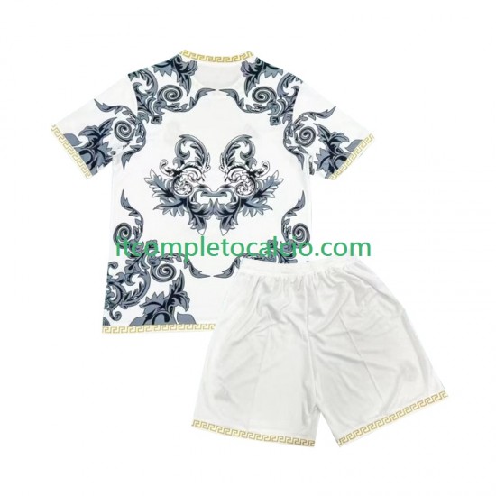 Maglia Real Madrid Versace Edition Divisa Home 2024-2025 Bianco Manica Corta ,Bambino