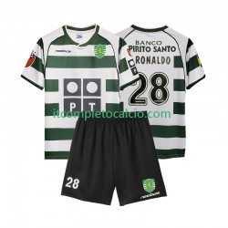 Maglia Sporting CP Cristiano Ronaldo 28 2001 2003 Retro Divisa Home Manica Corta ,Bambino
