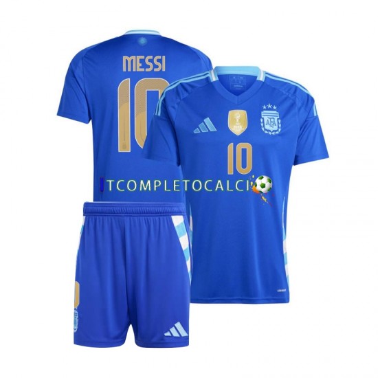Maglia Argentina Lionel Messi 10 Divisa Away 2024 Copa America Manica Corta ,Bambino