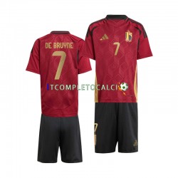 Maglia Belgio De Bruyne 7 Divisa Home Euro 2024 Manica Corta ,Bambino