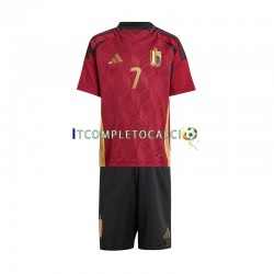 Maglia Belgio De Bruyne 7 Divisa Home Euro 2024 Manica Corta ,Bambino
