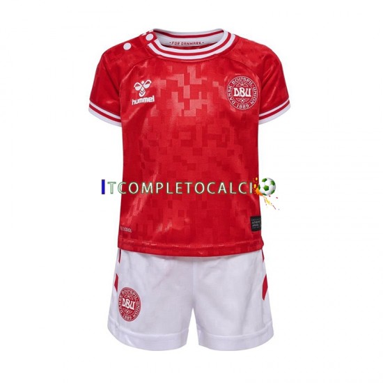 Maglia Danimarca Divisa Home Euro 2024 Manica Corta ,Bambino