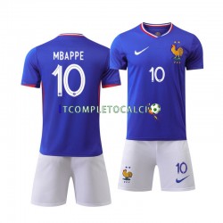 Maglia Francia Mbappé 10 Divisa Home Euro 2024 Manica Corta ,Bambino
