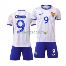 Maglia Francia Olivier Giroud 9 Divisa Away Euro 2024 Manica Corta ,Bambino