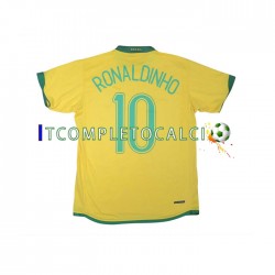 Maglia Brasile RONALDINHO 10 Retro Divisa Home 2006 Manica Corta ,Uomo