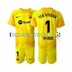Maglia FC Barcelona Ter Stegen 1 Portiere Quarto Divisa 2022-2023 Manica Corta ,Bambino