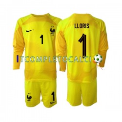 Maglia Francia Hugo Lloris 1 Portiere Terza Divisa Mondiali 2022 Manica Lunga ,Bambino