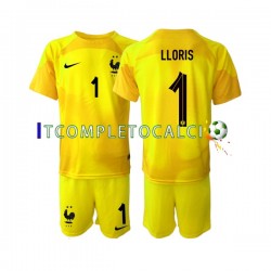Maglia Francia Hugo Lloris 1 Portiere Terza Divisa Mondiali 2022 Manica Corta ,Bambino