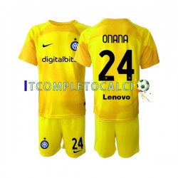 Maglia Inter Milan Andre Onana 24 Portiere Divisa Away 2022-2023 Manica Corta ,Bambino