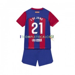 Maglia FC Barcelona Frenkie de Jong 21 Divisa Home 2023-2024 Manica Corta ,Bambino