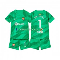 Maglia FC Barcelona Ter Stegen 1 Portiere Divisa Home 2023-2024 Manica Corta ,Bambino