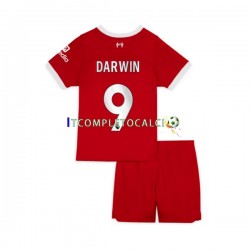 Maglia Liverpool Darwin Nunez 9 Divisa Home 2023-2024 Manica Corta ,Bambino