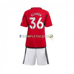 Maglia Manchester United Anthony Elanga 36 Divisa Home 2023-2024 Manica Corta ,Bambino
