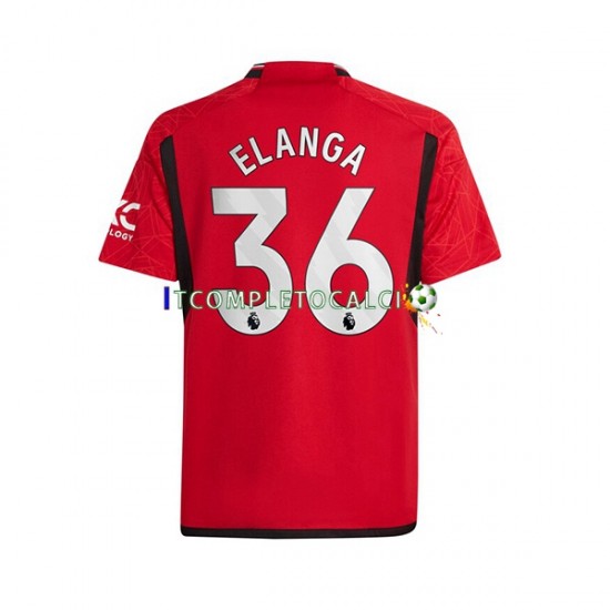 Maglia Manchester United Anthony Elanga 36 Divisa Home 2023-2024 Manica Corta ,Uomo