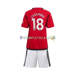 Maglia Manchester United Carlos Casemiro 18 Divisa Home 2023-2024 Manica Corta ,Bambino