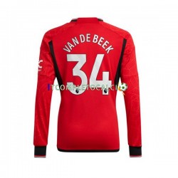 Maglia Manchester United Donny van de Beek 34 Divisa Home 2023-2024 Manica Lunga ,Uomo