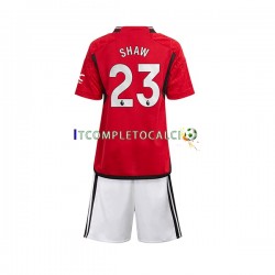 Maglia Manchester United Luke Shaw 23 Divisa Home 2023-2024 Manica Corta ,Bambino