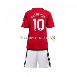 Maglia Manchester United Marcus Rashford 10 Divisa Home 2023-2024 Manica Corta ,Bambino