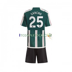 Maglia Manchester United Sancho 25 Divisa Away 2023-2024 Manica Corta ,Bambino