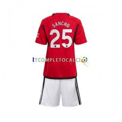 Maglia Manchester United Sancho 25 Divisa Home 2023-2024 Manica Corta ,Bambino