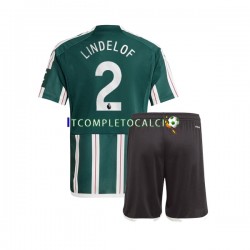 Maglia Manchester United Victor Lindelof 2 Divisa Away 2023-2024 Manica Corta ,Bambino