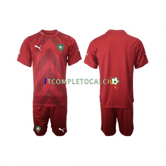 Maglia Marocco Portiere Divisa Home 2022 Manica Corta ,Bambino