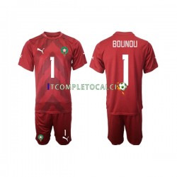 Maglia Marocco Yassine Bounou 1 Portiere Divisa Home 2022 Manica Corta ,Bambino