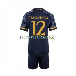 Maglia Real Madrid EDUARDO CAMAVINGA 12 Divisa Away 2023-2024 Manica Corta ,Bambino