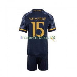 Maglia Real Madrid Federico Valverde 15 Divisa Away 2023-2024 Manica Corta ,Bambino