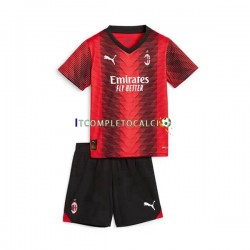 Maglia AC Milan Divisa Home 2023-2024 Manica Corta ,Bambino