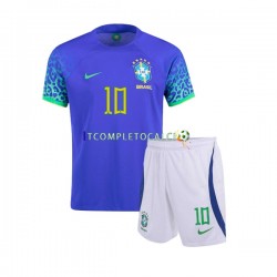 Maglia Brasile Ronaldinho 10 Divisa Away Mondiali 2022 Manica Corta ,Bambino