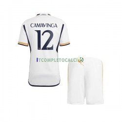 Maglia Real Madrid Camavinga 12 Divisa Home 2023-2024 Manica Corta ,Bambino