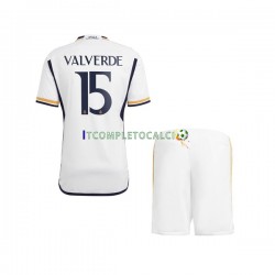Maglia Real Madrid Federico Valverde 15 Divisa Home 2023-2024 Manica Corta ,Bambino