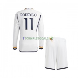 Maglia Real Madrid Rodrygo Goes 11 Divisa Home 2023-2024 Manica Lunga ,Bambino