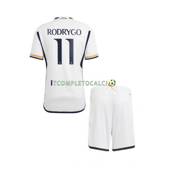 Maglia Real Madrid Rodrygo Goes 11 Divisa Home 2023-2024 Manica Corta ,Bambino