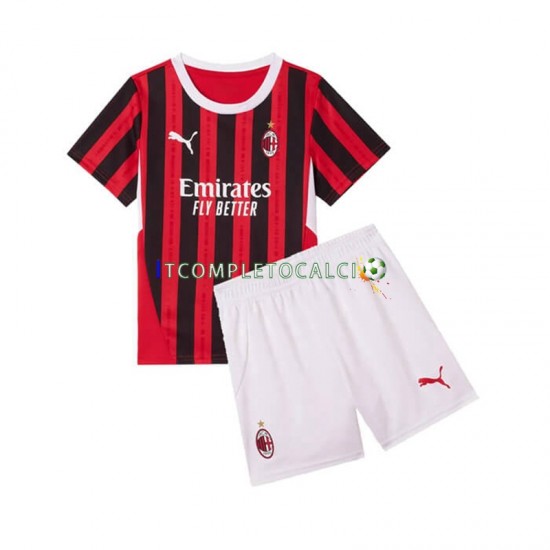 Maglia AC Milan Divisa Home 2024-2025 Manica Corta ,Bambino