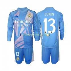 Maglia Real Madrid Andriy Lunin 13 Portiere Divisa Home 2024-2025 Manica Lunga ,Bambino