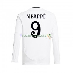 Maglia Real Madrid Kylian Mbappé 9 Divisa Home 2024-2025 Manica Lunga ,Uomo