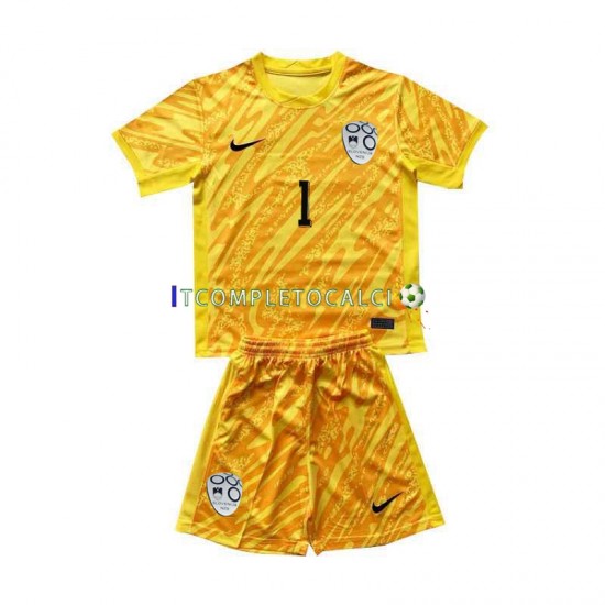 Maglia Slovenia Jan Oblak 1 Portiere Divisa Home Euro 2024 Manica Corta ,Bambino