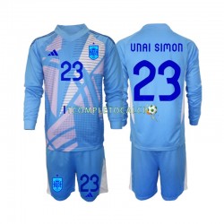 Maglia Spagna Unai Simon 23 Portiere Divisa Home Euro 2024 Manica Lunga ,Bambino
