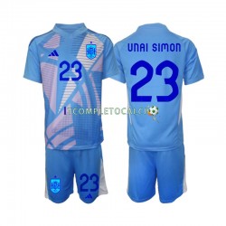 Maglia Spagna Unai Simon 23 Portiere Divisa Home Euro 2024 Manica Corta ,Bambino