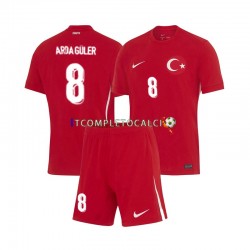 Maglia Turchia Arda Guler 8 Divisa Away Euro 2024 Manica Corta ,Bambino