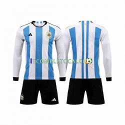 Maglia Argentina 3 Stars Divisa Home Mondiali 2022 Manica Lunga ,Bambino